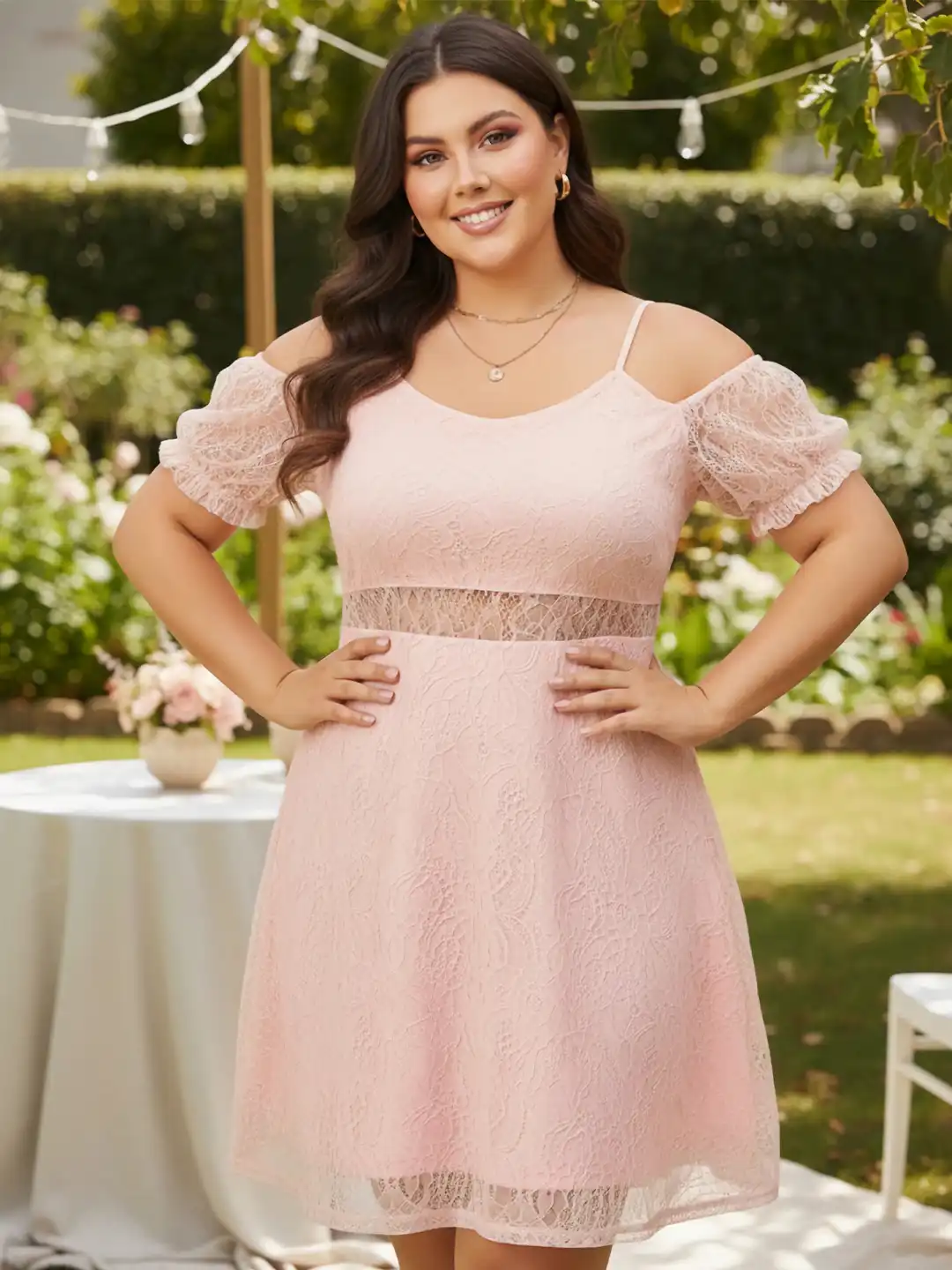 Buy Berrylush Curve Plus Size Self Design Cold-Shoulder Fit & Flare Mini  Dress - Dresses for Women 29054934 | Myntra