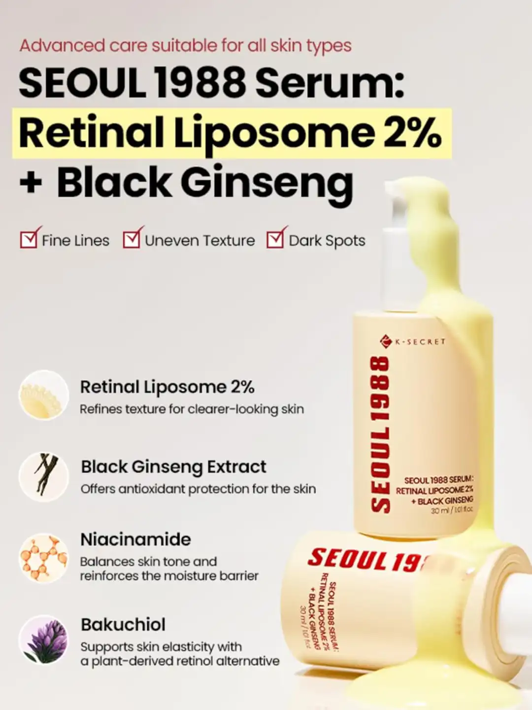 Buy K-Secret Seoul 1988 Serum: Retinal Liposome 2% + Black Ginseng