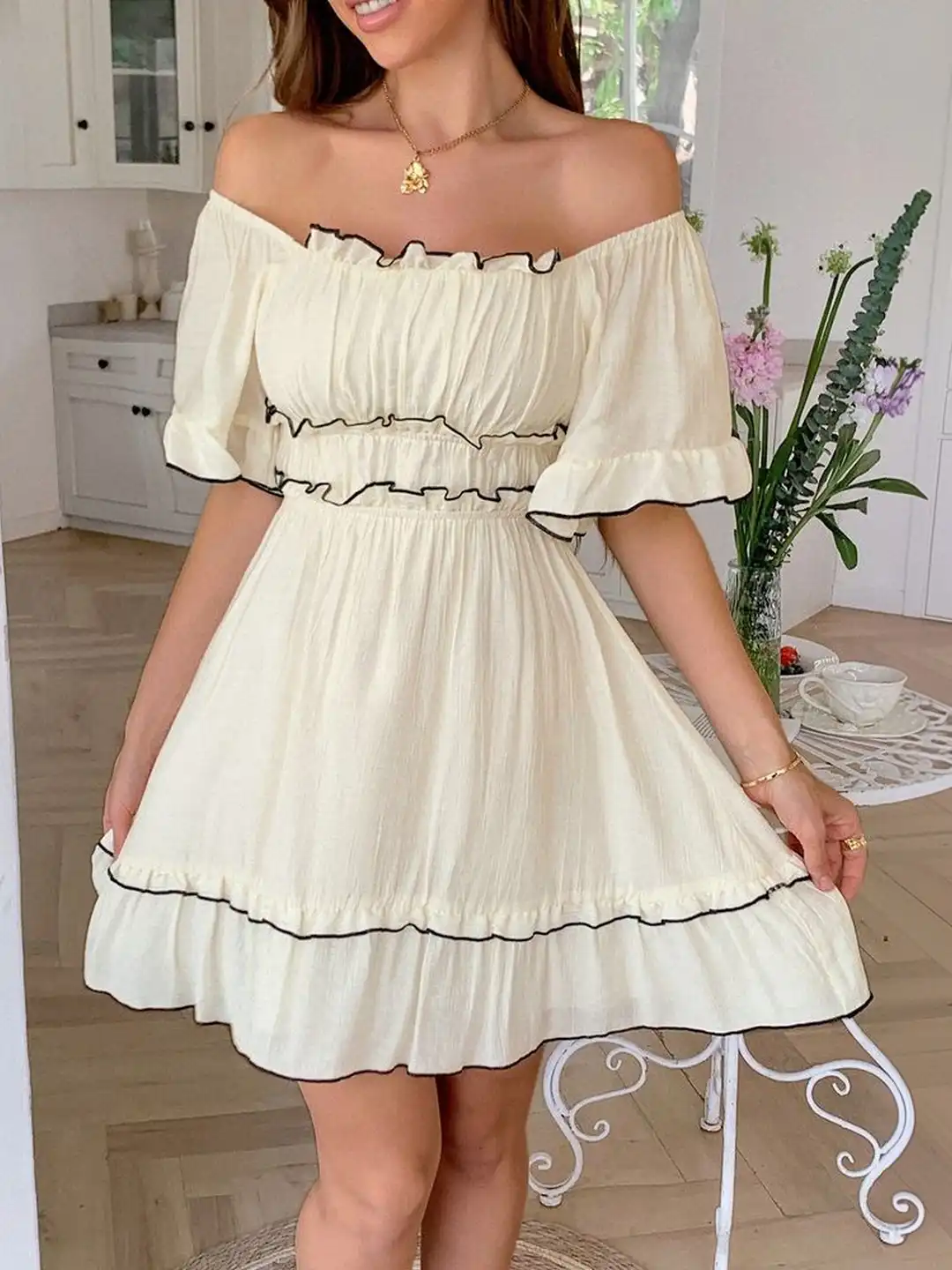 lulu off the shoulder dress Lulu Corset One-Shoulder Satin Midi Dress (Women)