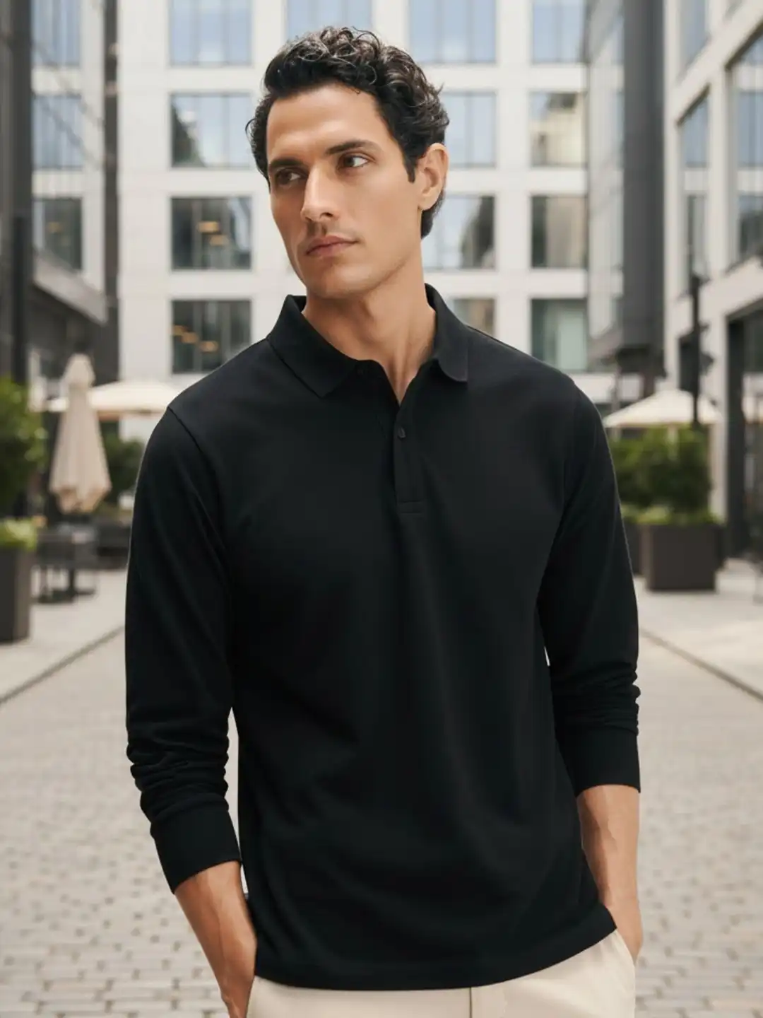 Buy XYXX Men Solid Full Sleeve Polo Collar T-Shirt - Tshirts for