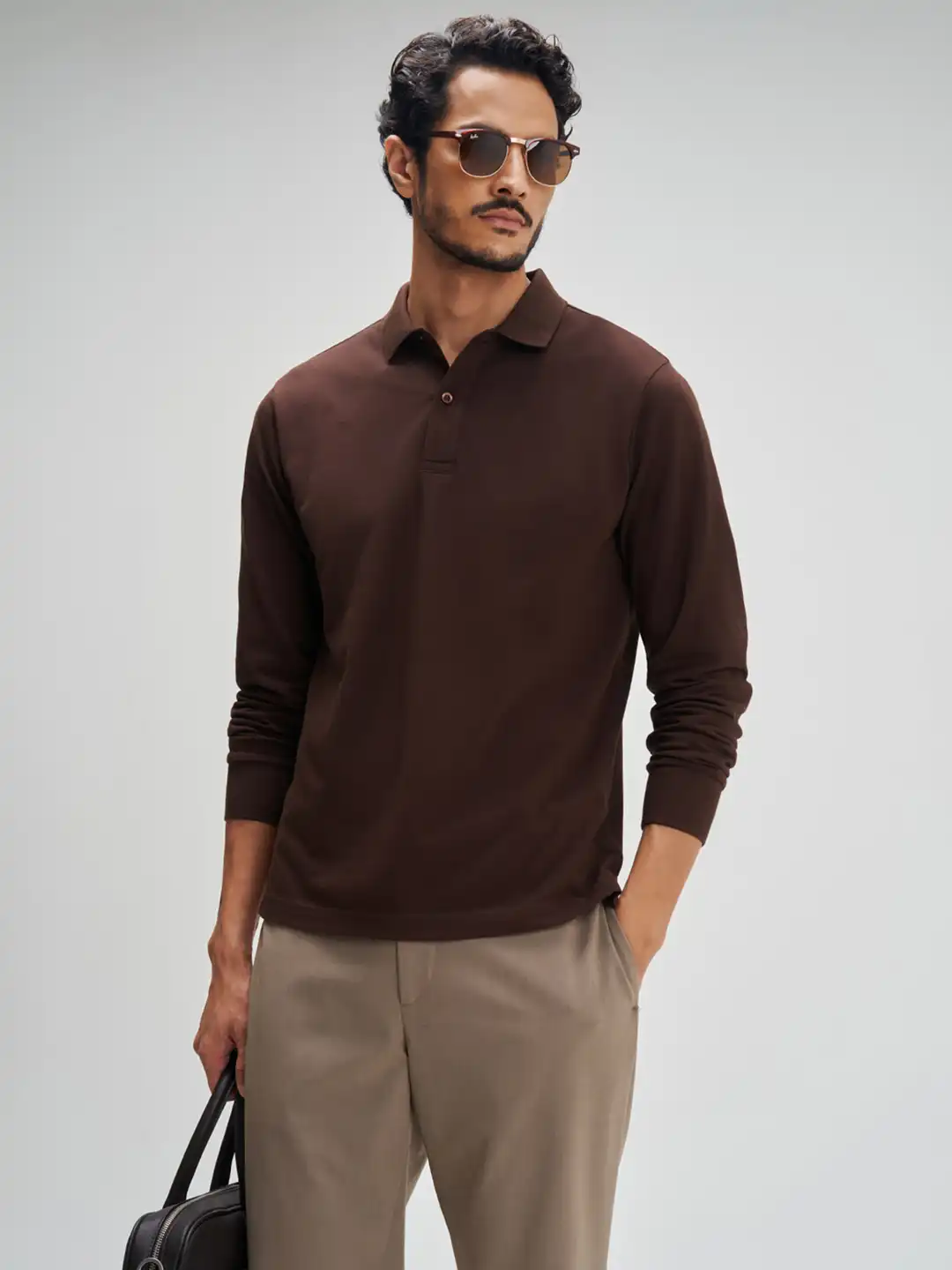 Buy XYXX Men Solid Full Sleeve Polo Collar T-Shirt - Tshirts for