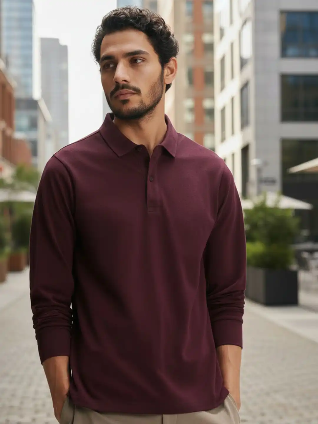 トップス MAN-TLE LongSleeve Polo sizeM Buy XYXX Men Solid Full Sleeve Polo Collar T-Shirt - Tshirts for