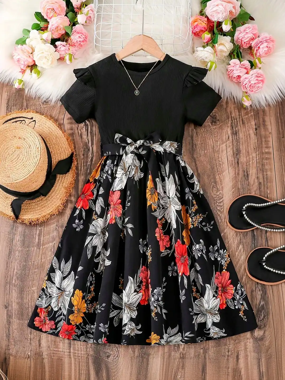 Buy White World Floral Print Flutter Sleeve Fit & Flare Dress - Dresses for  Girls 39153350 | Myntra