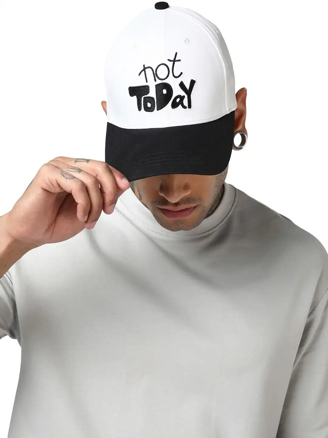 Buy Bewakoof Unisex White & Black Not today Embroidered Baseball