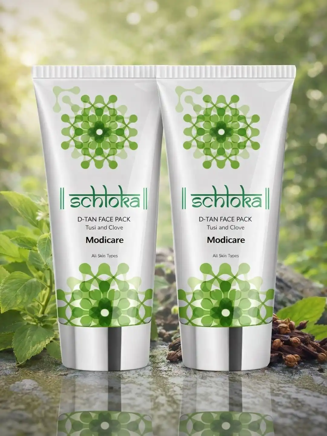Buy Modicare Set Of 2 Schloka D-Tan Face Pack With Tulsi & Clove