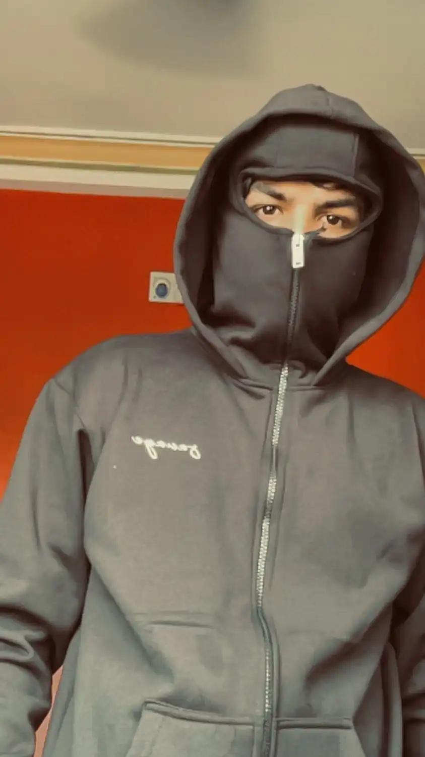 Buy Be Savage Men Balaclava Zipper Face Hooded Sweatshirt
