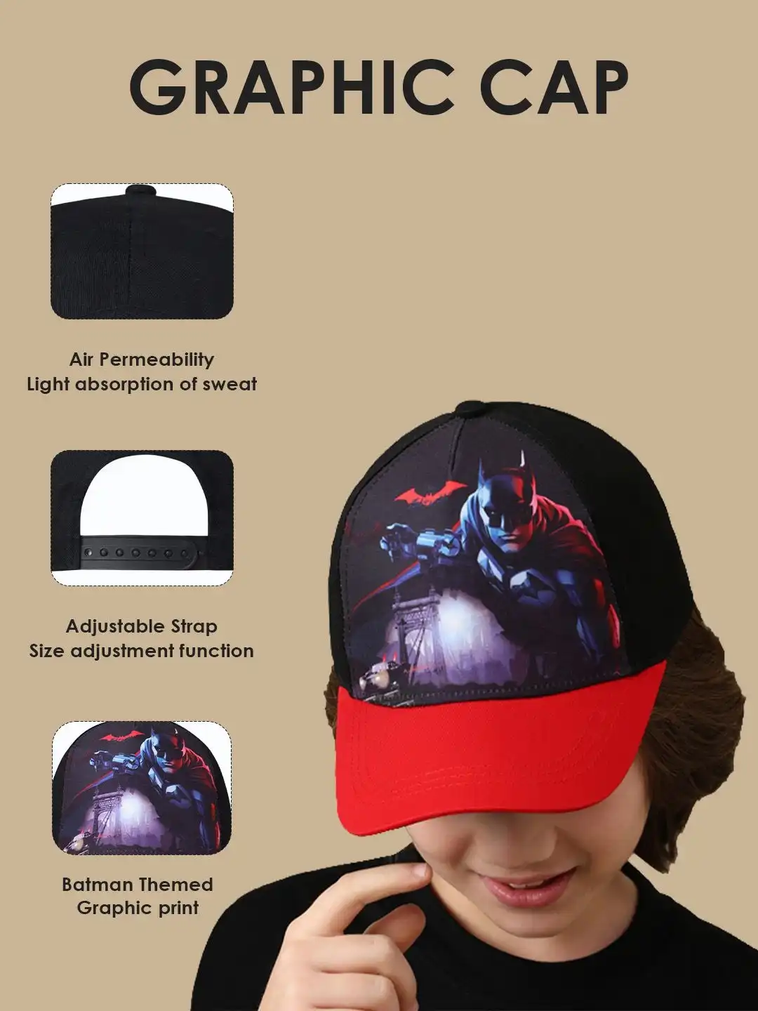Buy Kids Ville Boys Batman Printed Cap - Caps for Boys 39180432