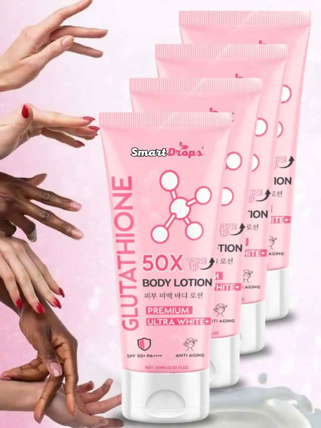 Buy Smartdrops Set Of 4 Glutathione Body Lotion - 60 ml Each - Body Cream and Lotion for Unisex 39174827