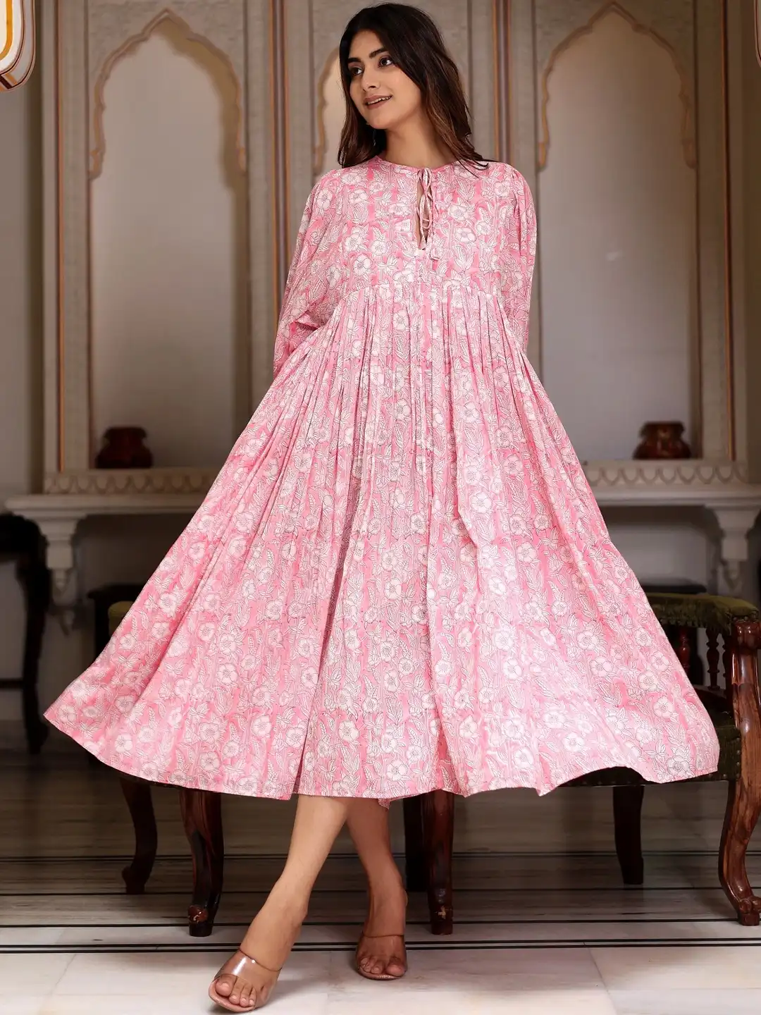 Buy The Jaipur Art Floral Print A-Line Midi Dress - Dresses for