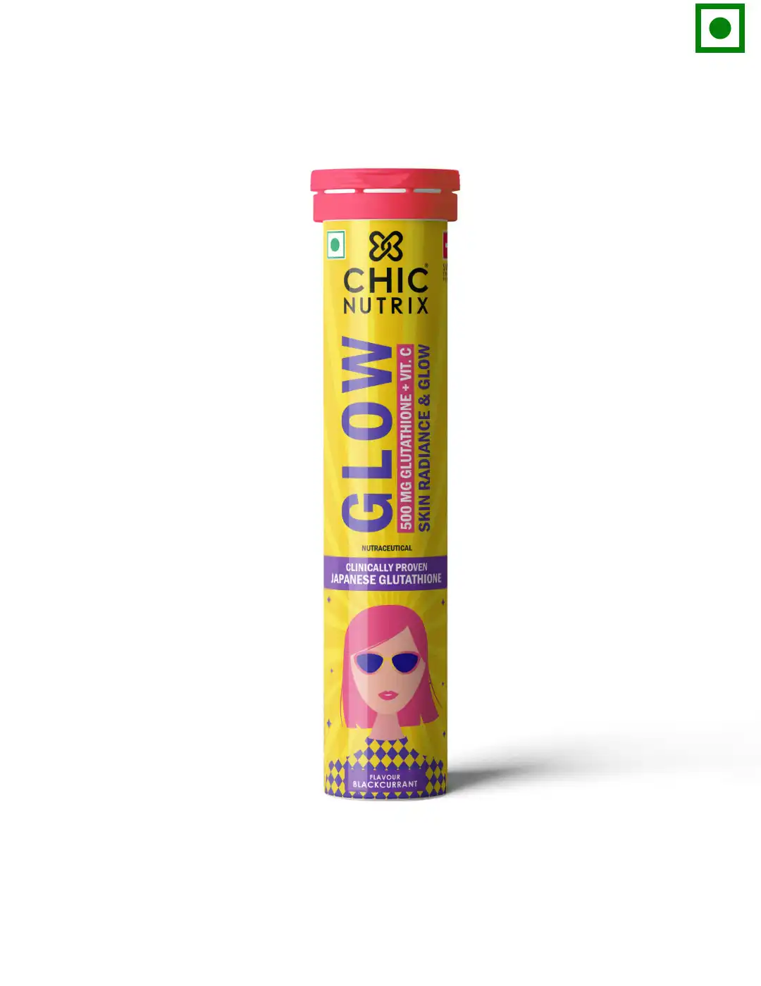 Buy CHICNUTRIX Blackcurrant Flavour Glow 500mg Glutathione & Vitamin C Tablets - 20 Tablets - Skin Supplements for Unisex 31405942