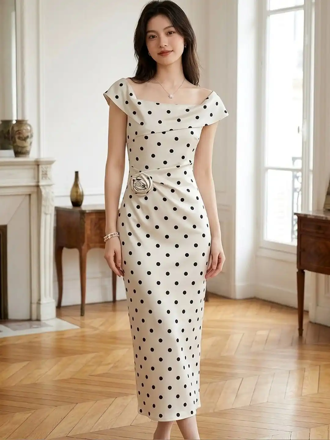 bebe black and white dress Buy Polka Dot Print Off-Shoulder Sheath Midi - Dresses for Women 44213630 Perla Leopard Dress S quiz-everyday making it an easy Width:Reg