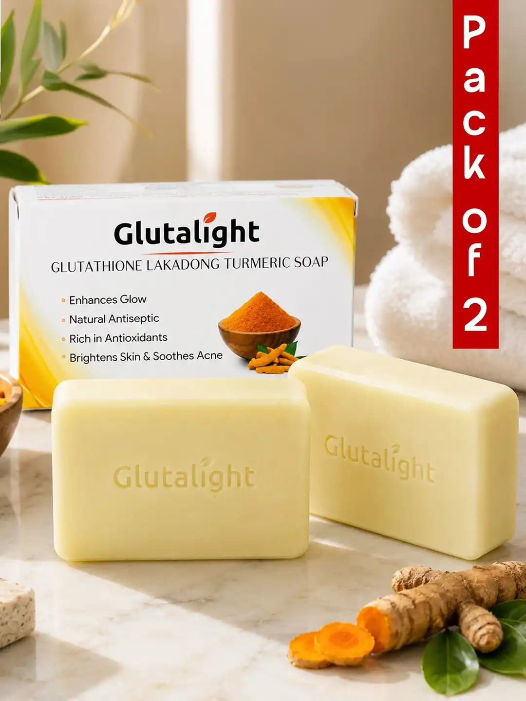 Buy Glutalight Set Of 2 Glutathione Lakadong Turmeric Soap - 100 g Each - Soap for Unisex 34645631