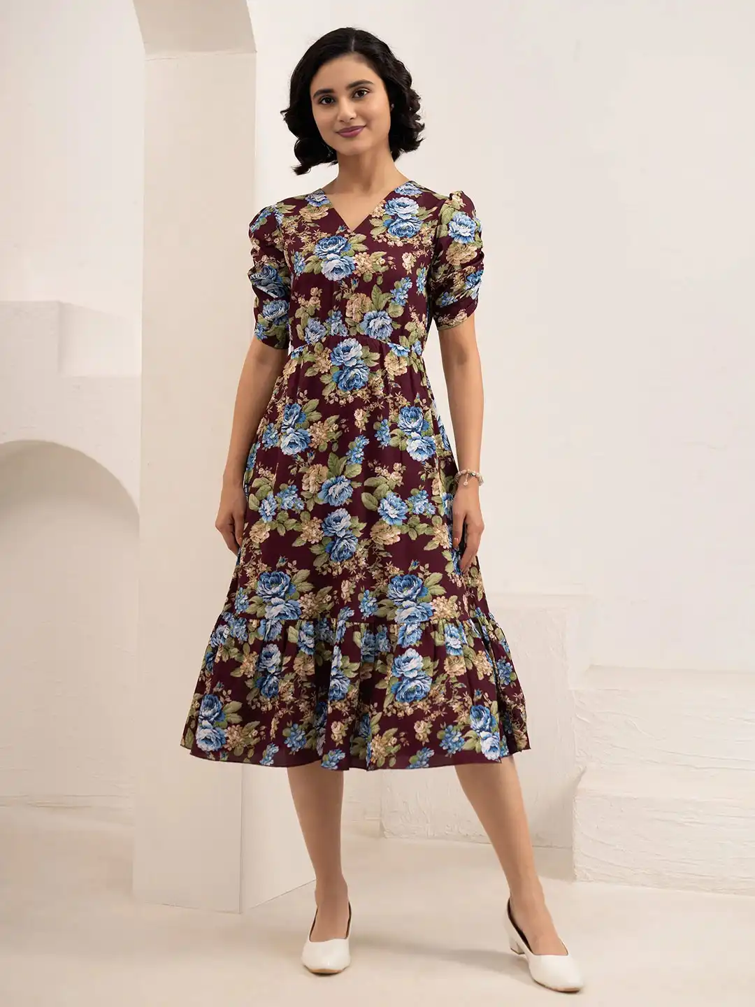 dressberry women floral embroidered fit and flare midi dress reviews Adrianna Papell Women's Embroidery Flared Dress, Blush Multi, 8 : Clothing, Shoes & Jewelry sheer sleeves Gathered tiered skirt with small ruffle Fabric DressBerry Women's Printed Cotton Pleated