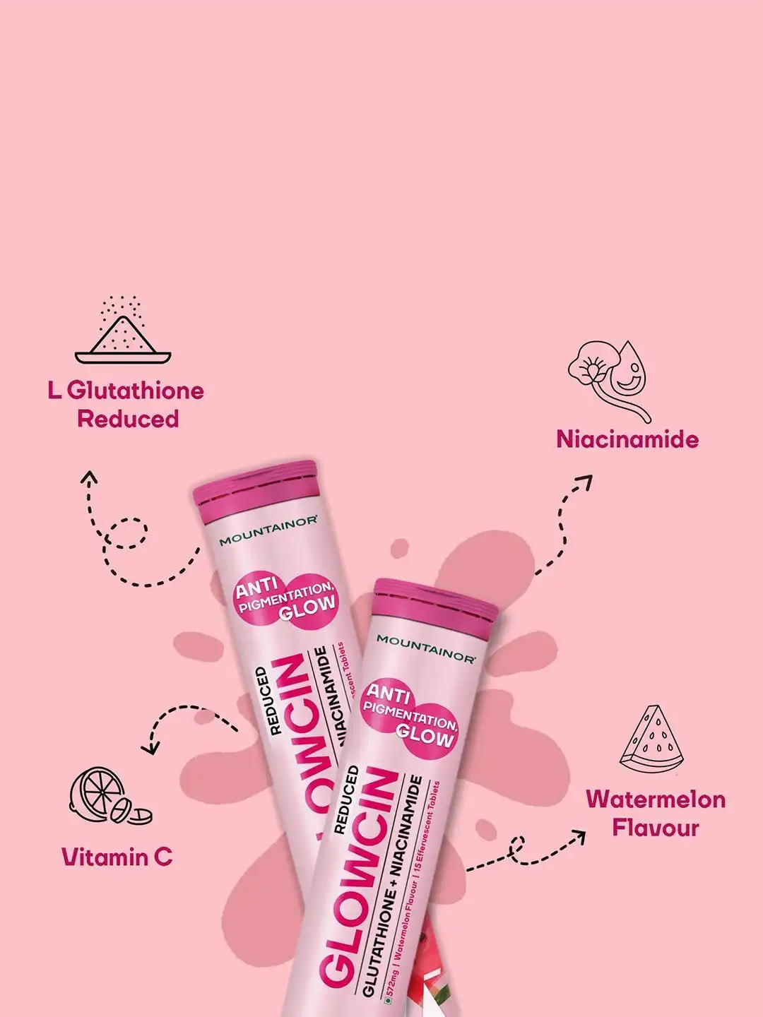 mountainor glutathione Glowcin Effervescent Tablets With & Niacinamide AMP Health & Wellness Disrupt mg:5mg/5mg X 3pk