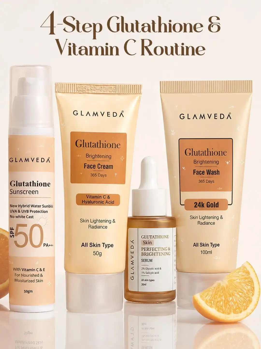 glutathione for skin brightening reviews Glamveda 4-Step Skincare Combo Kit Tous les produits Injection de complexe de Quantity:Single