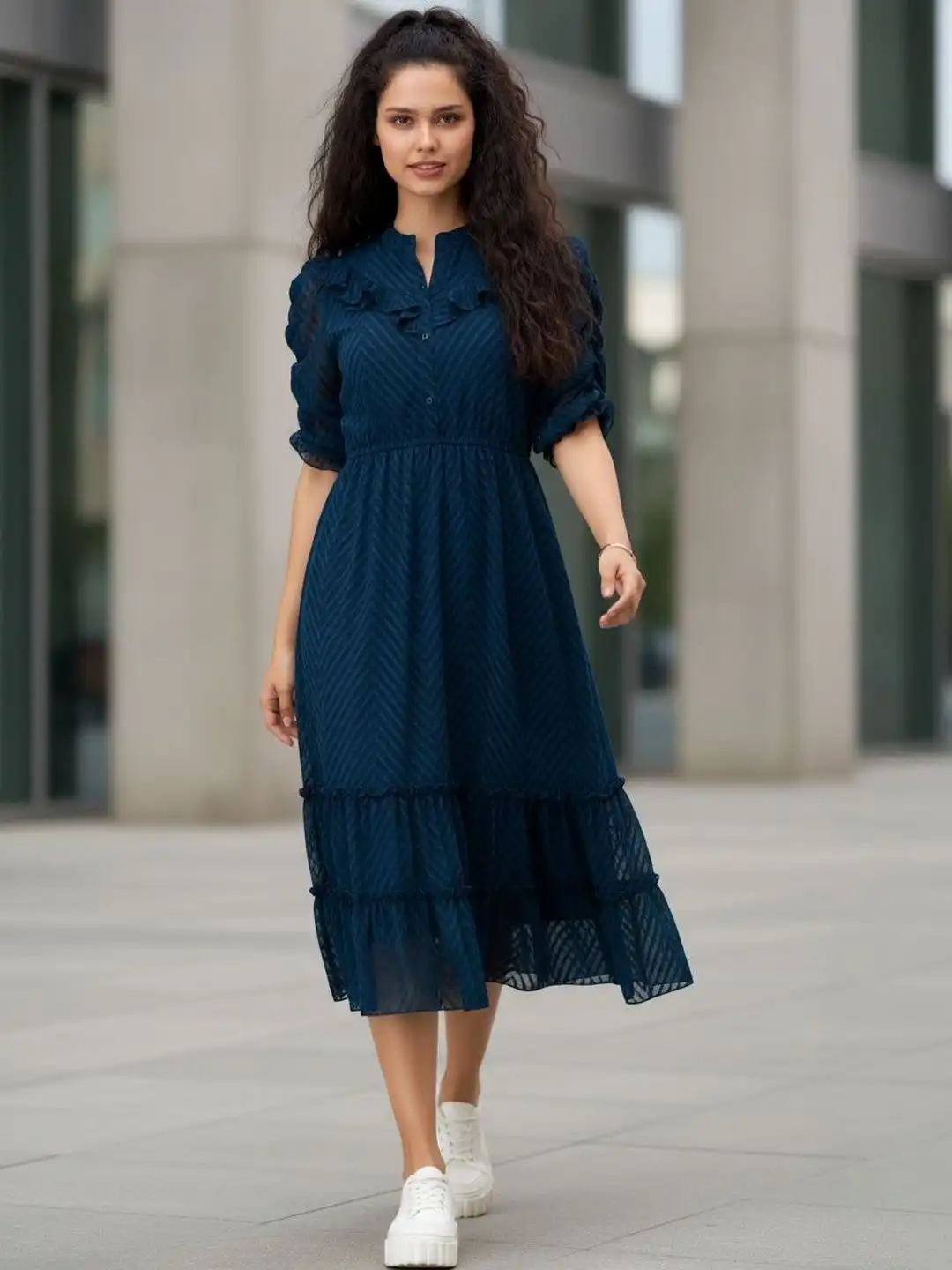 crepe blue dress Buy PIEGEON Fit & Flare - Dresses for Women 40112854 Select Shoe Size:41 Plunging neck Shirt Dress Black Dress