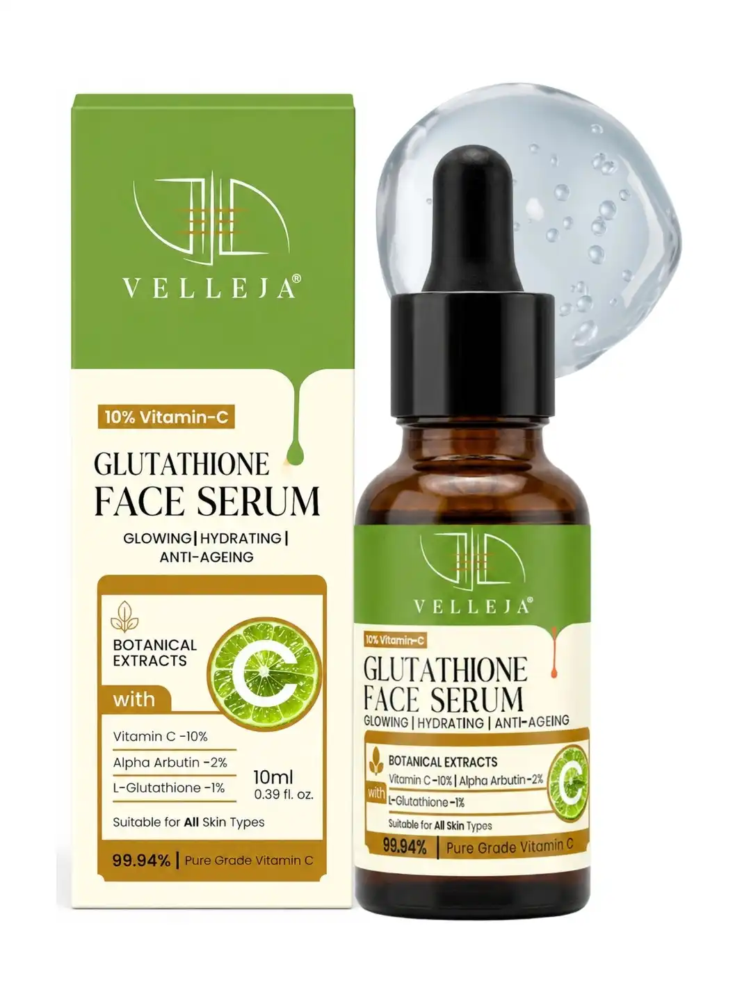 Buy Velleja 10% Vitamin C Face Serum with Glutathione - 10 ml - Serum for Unisex 43928946