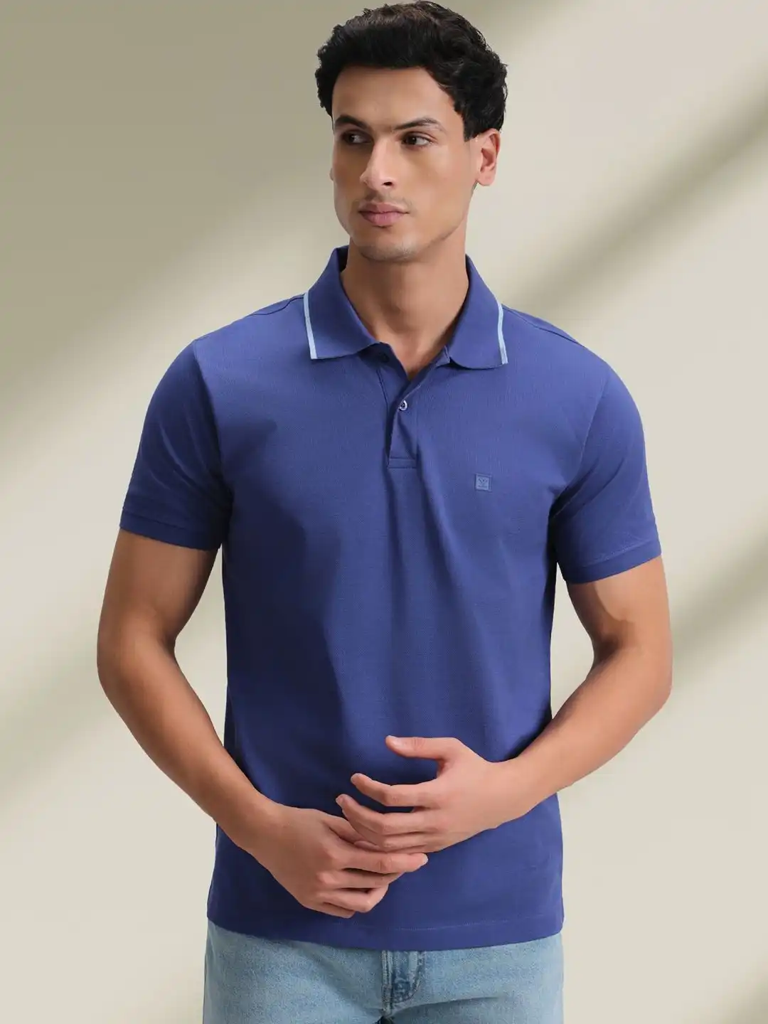 Buy XYXX Men Apex Mercerized Pique Solid Front Stripe Collar Polo