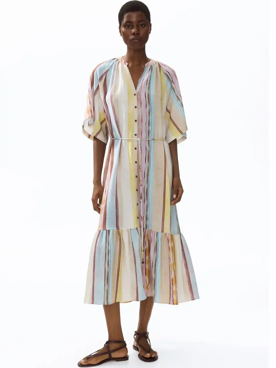 h&m striped midi dress H&M Cotton Blend Navy and White Striped Midi Dress Size XL