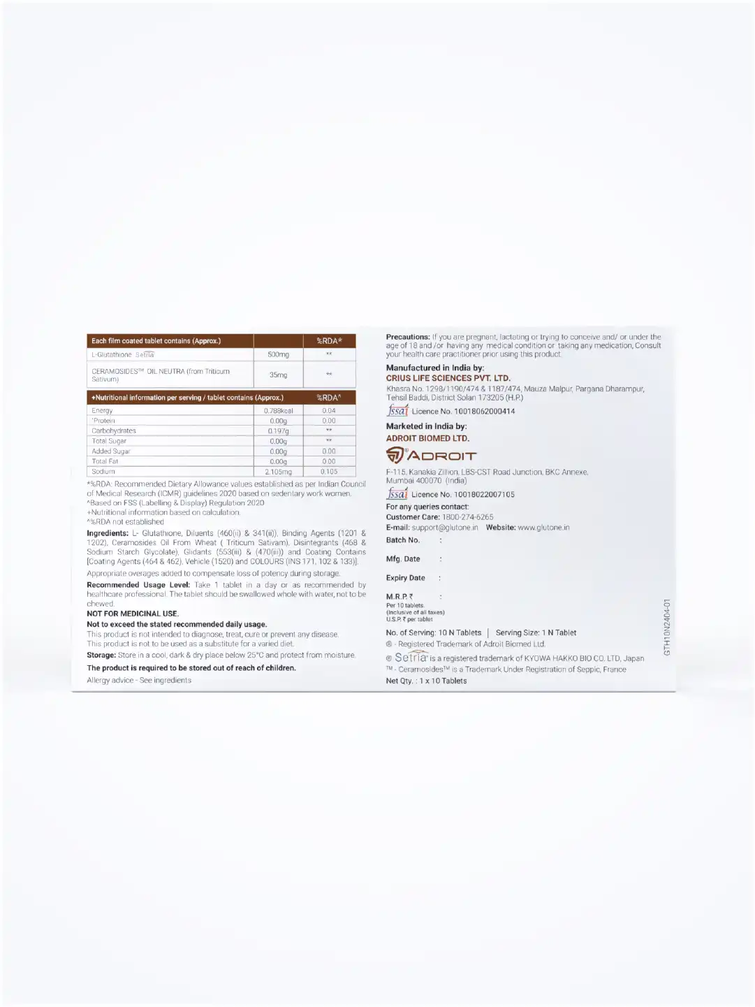 glutathione rda L-GLUTATHIONE FULL 500 mg, 60caps — Amhes Pharma CF Japanese Reduced L Glutathione