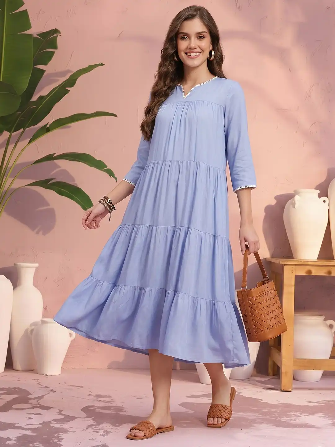sangria blue lace dress Sangria Women's High-Low Dress with Lace Trim