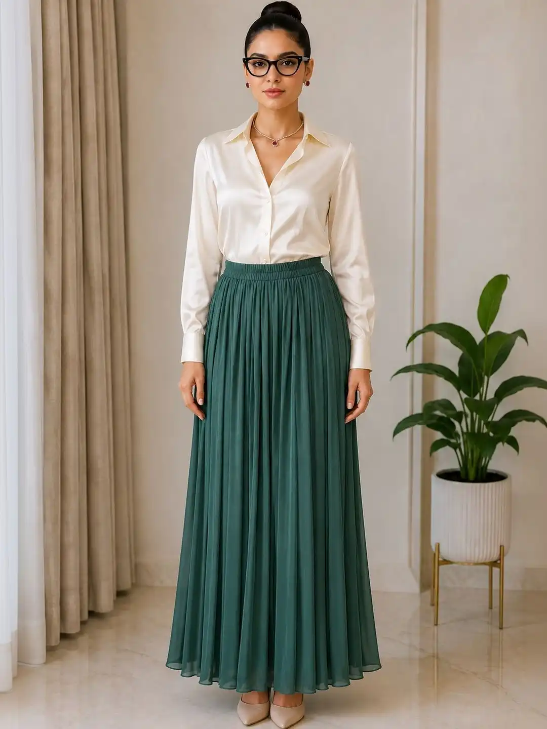long skirts georgette flared skirt