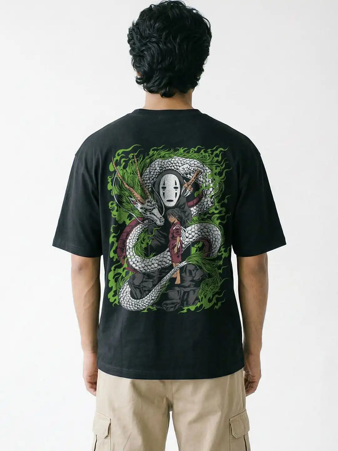 Buy Crazymonk Men Oversized Graphic Spirited Away Anime Drop