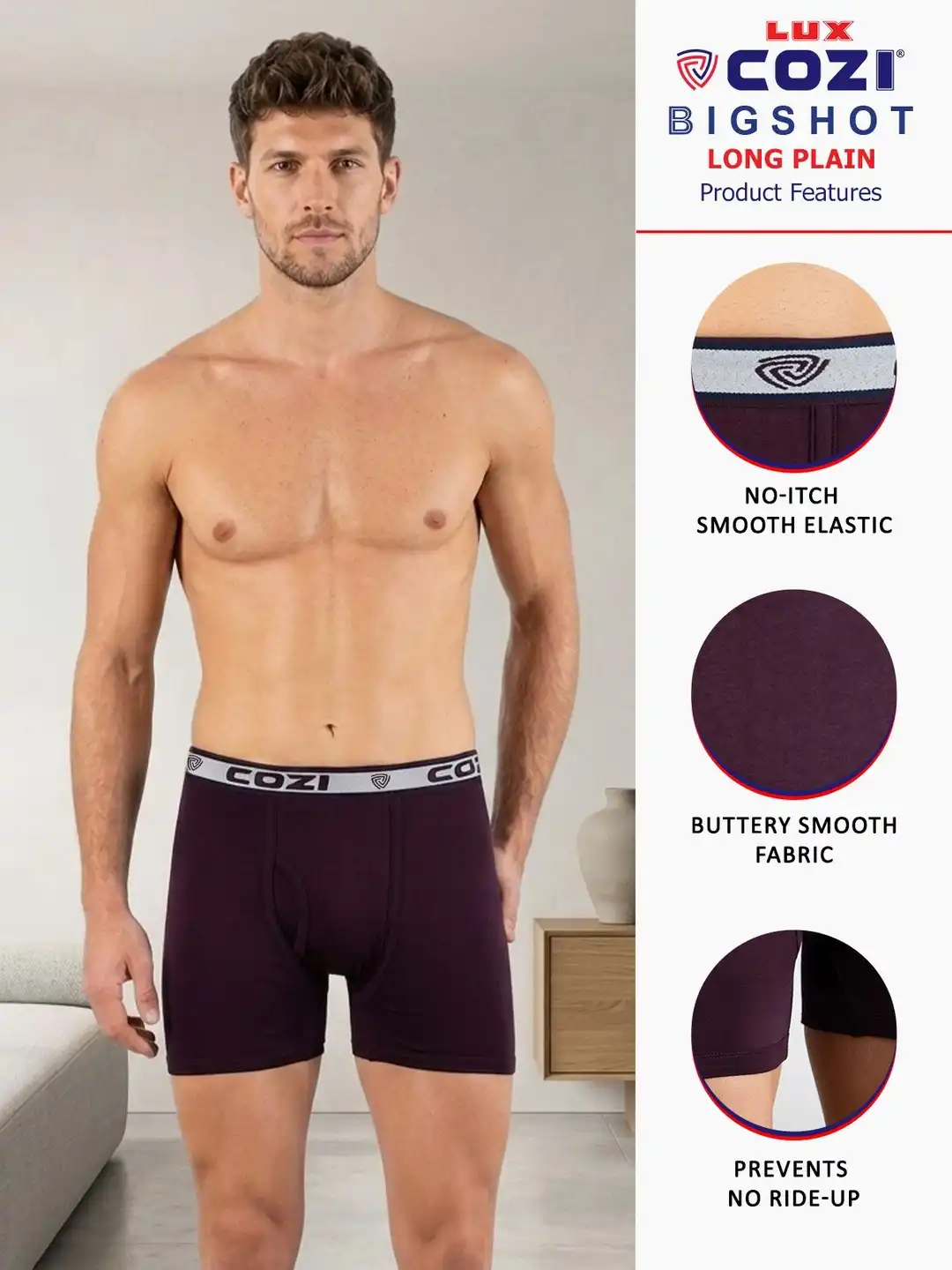 Buy Lux Cozi Men Pack Of 4 Logo Printed Detail Trunks - Trunk for