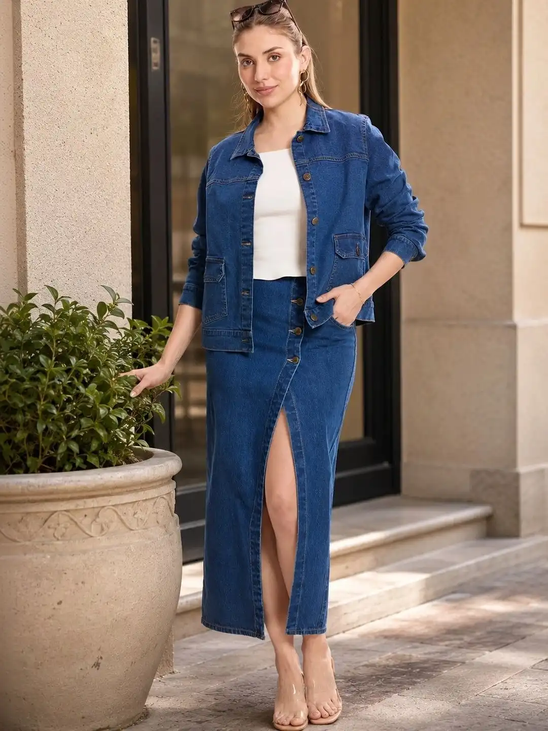 ladies jackets wide sleeve denim jacket