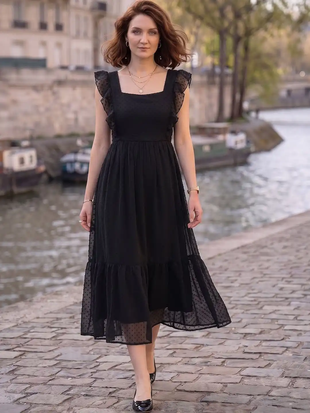 Buy aayu Georgette A-Line Midi Dress - Dresses for Women 21850870