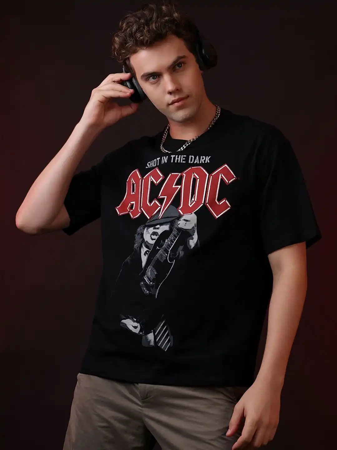 Buy Free Authority Young Men Acdc Printed Oversized Tshirt