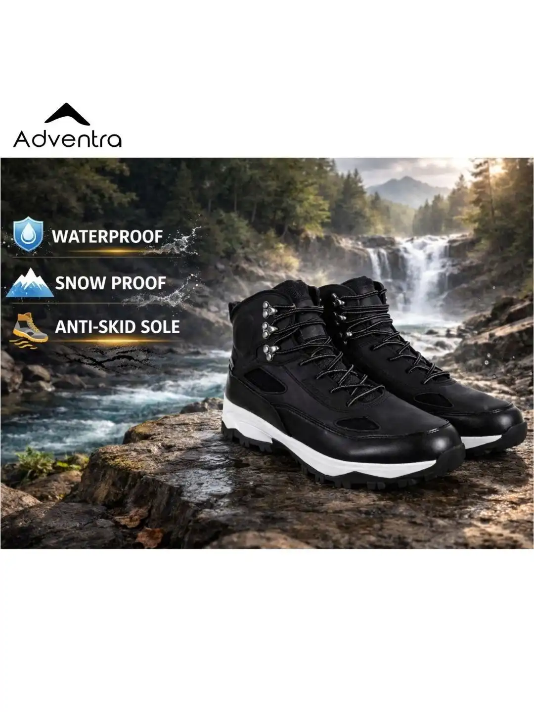 Buy Adventra Sports Men Black Mid-High Ankle Waterproof Edge