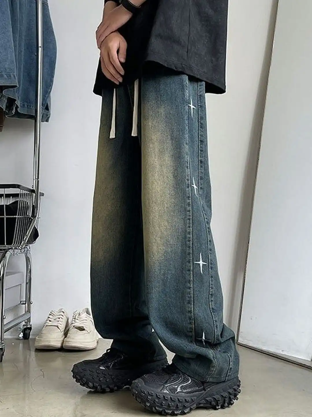 00s Faded Denim Straight Jeans SWAG Y2K Baggy archive style - Gem