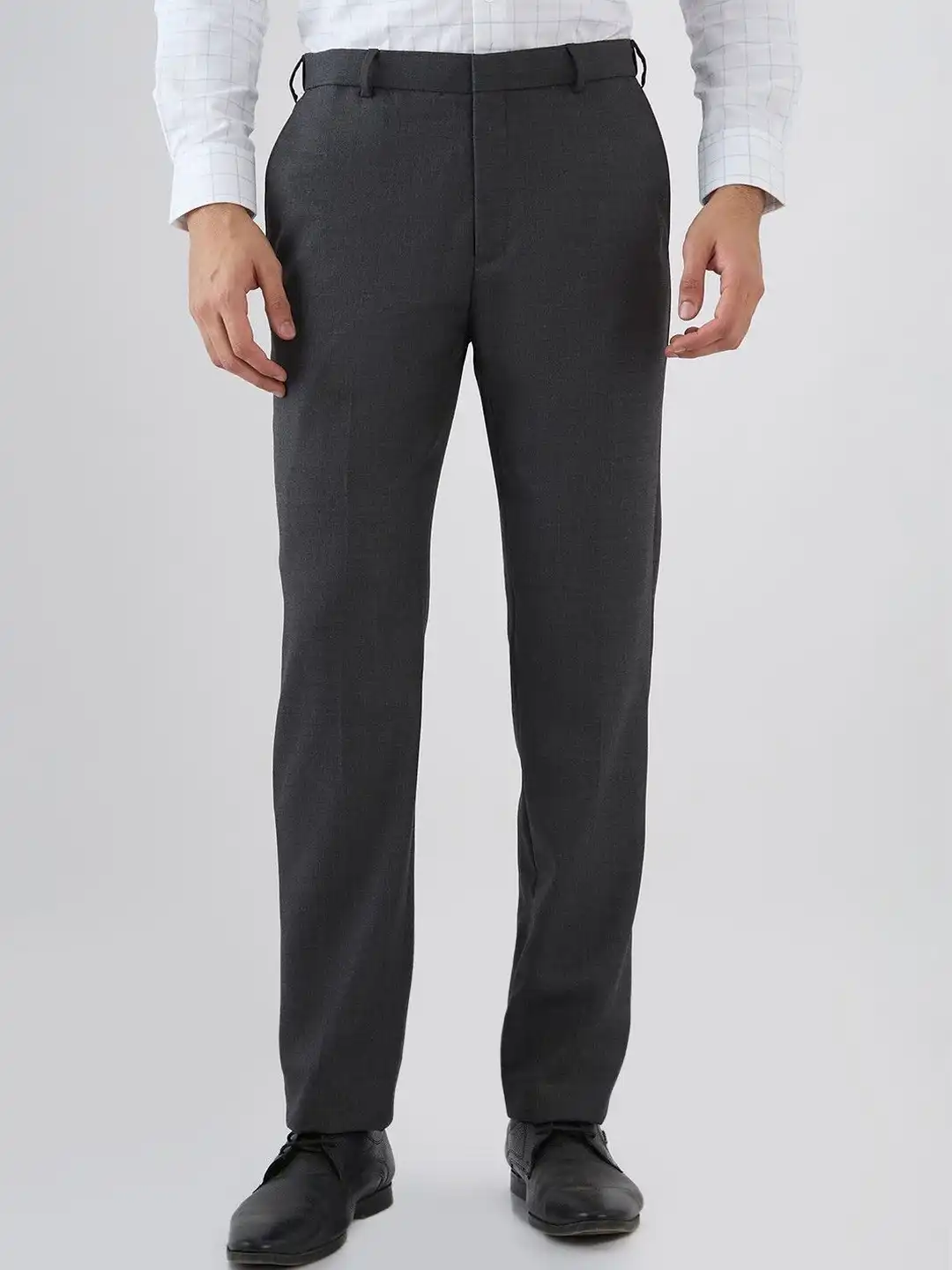 Buy Raymond Men Contemporary Fit Shark Skin Pattern Poly Wool