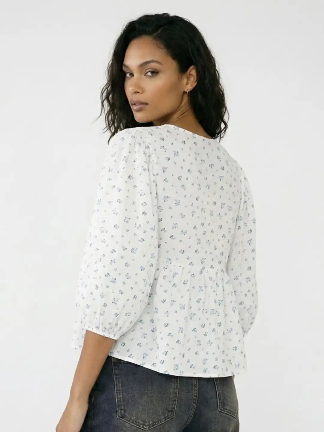 Buy glitchez Floral Printed Pure Cotton A-Line Top with Tie-Ups