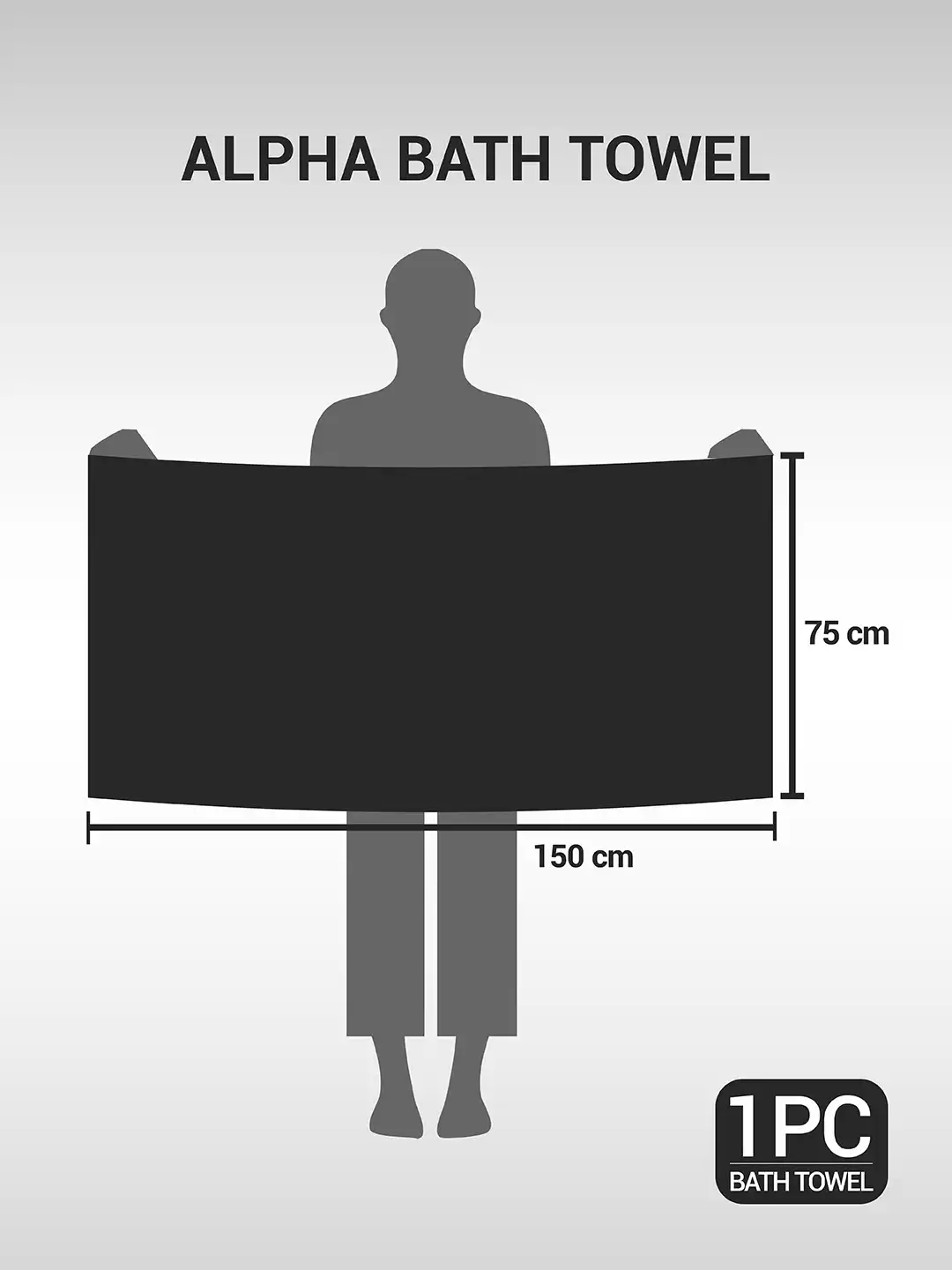 Buy Welspun Alpha Black Pure Cotton 420 GSM Bath Towel - Bath