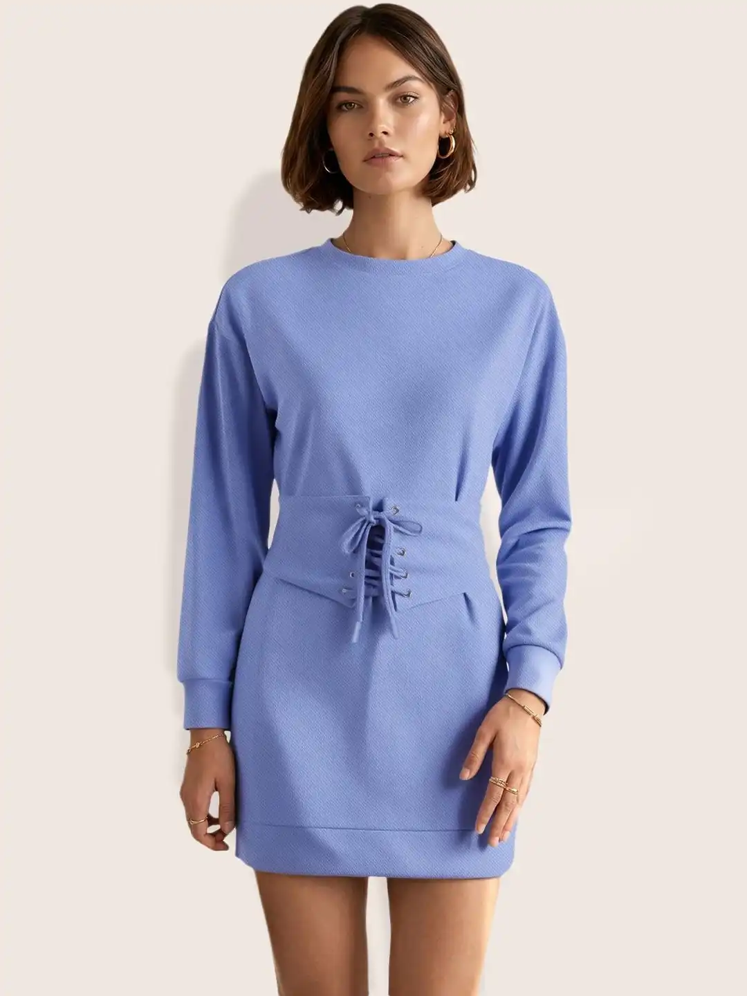 guess blue and white dress White Blue Stripe Terry Dress (7-16)