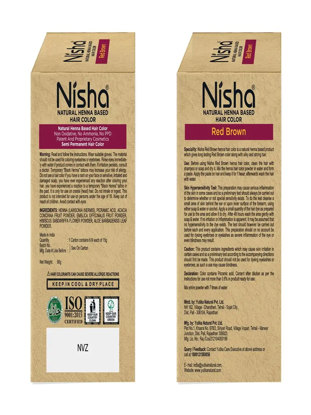 Buy Nisha Pack of 2 Henna Based Hair Color Reduces Hair Fall Red