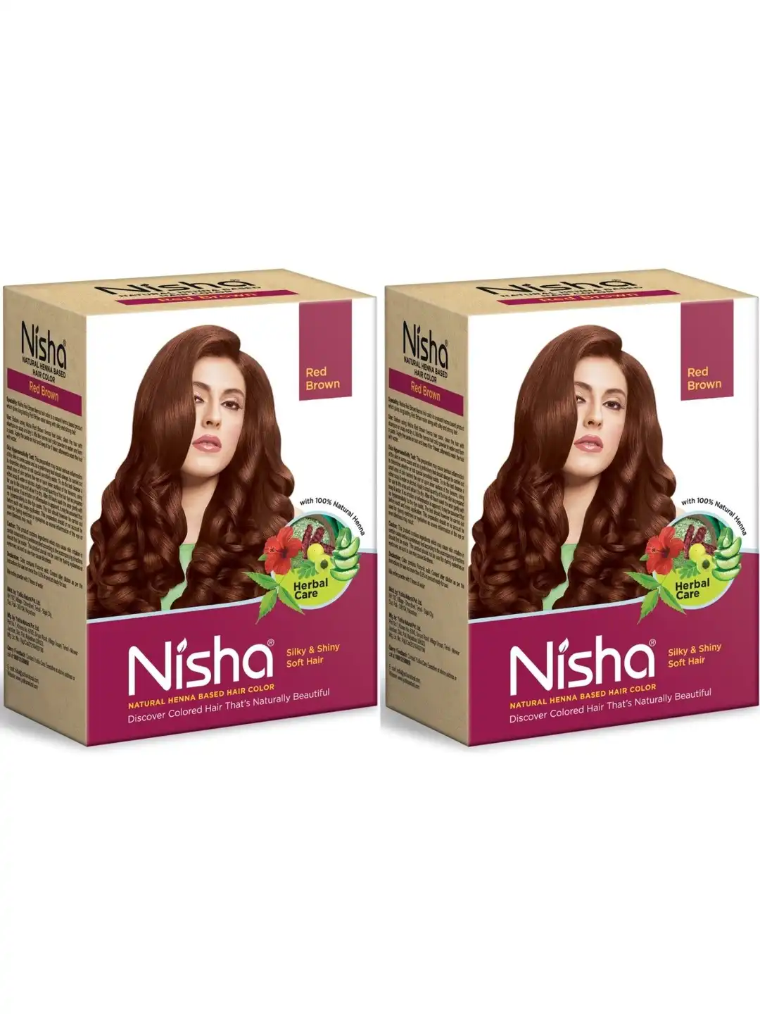 QUEENS HENNA ヘアカラー 6パックセット　赤2茶4 Buy Nisha Pack of 2 Henna Based Hair Color Reduces Hair Fall Red