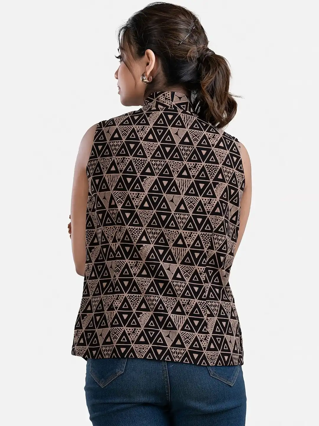 Buy Crazy Needle Women's V Neck Sleeveless Black Cotton Tops
