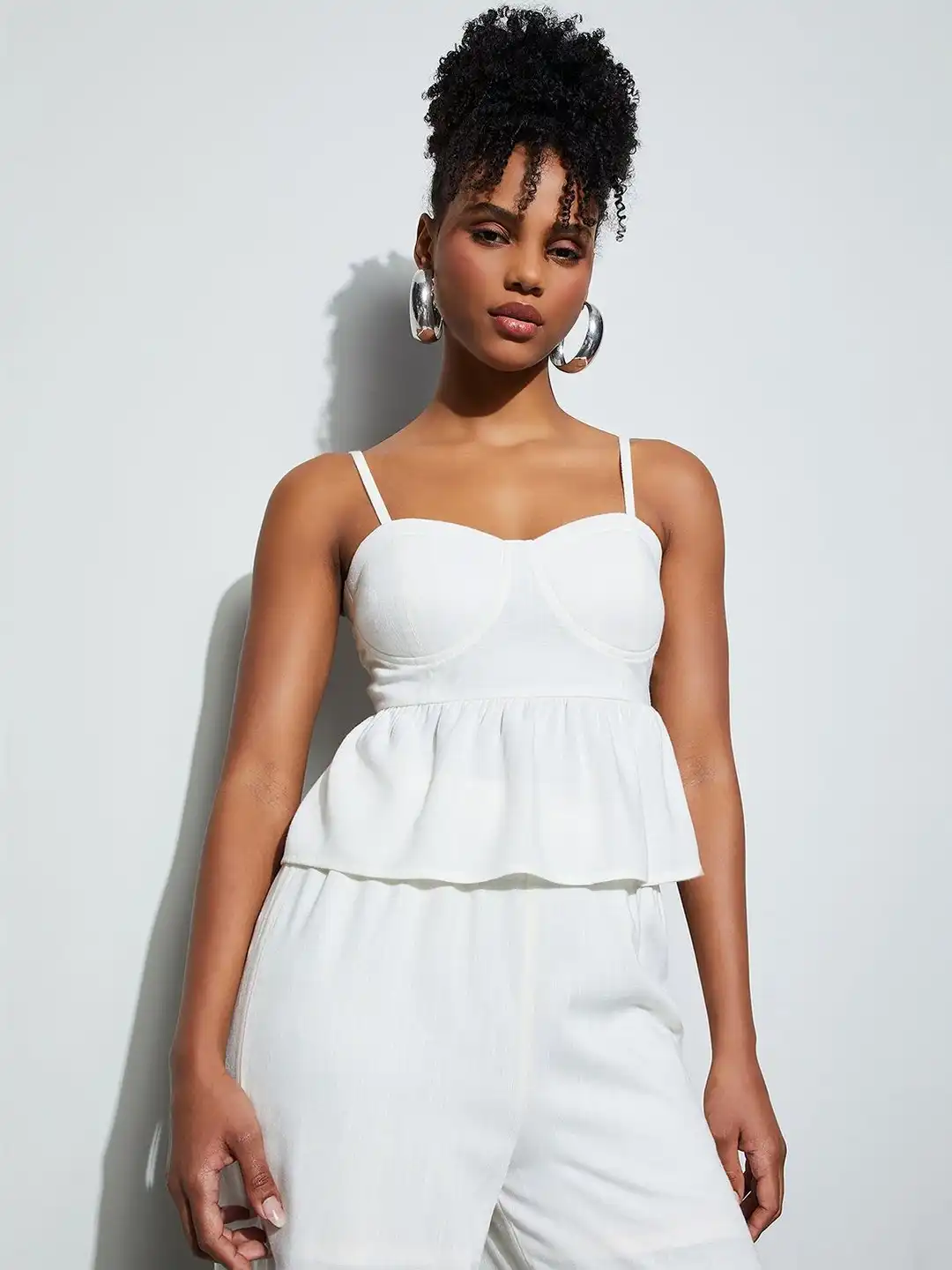 Buy Ginger by Lifestyle Off White Solid Viscose Rayon Tops - Tops