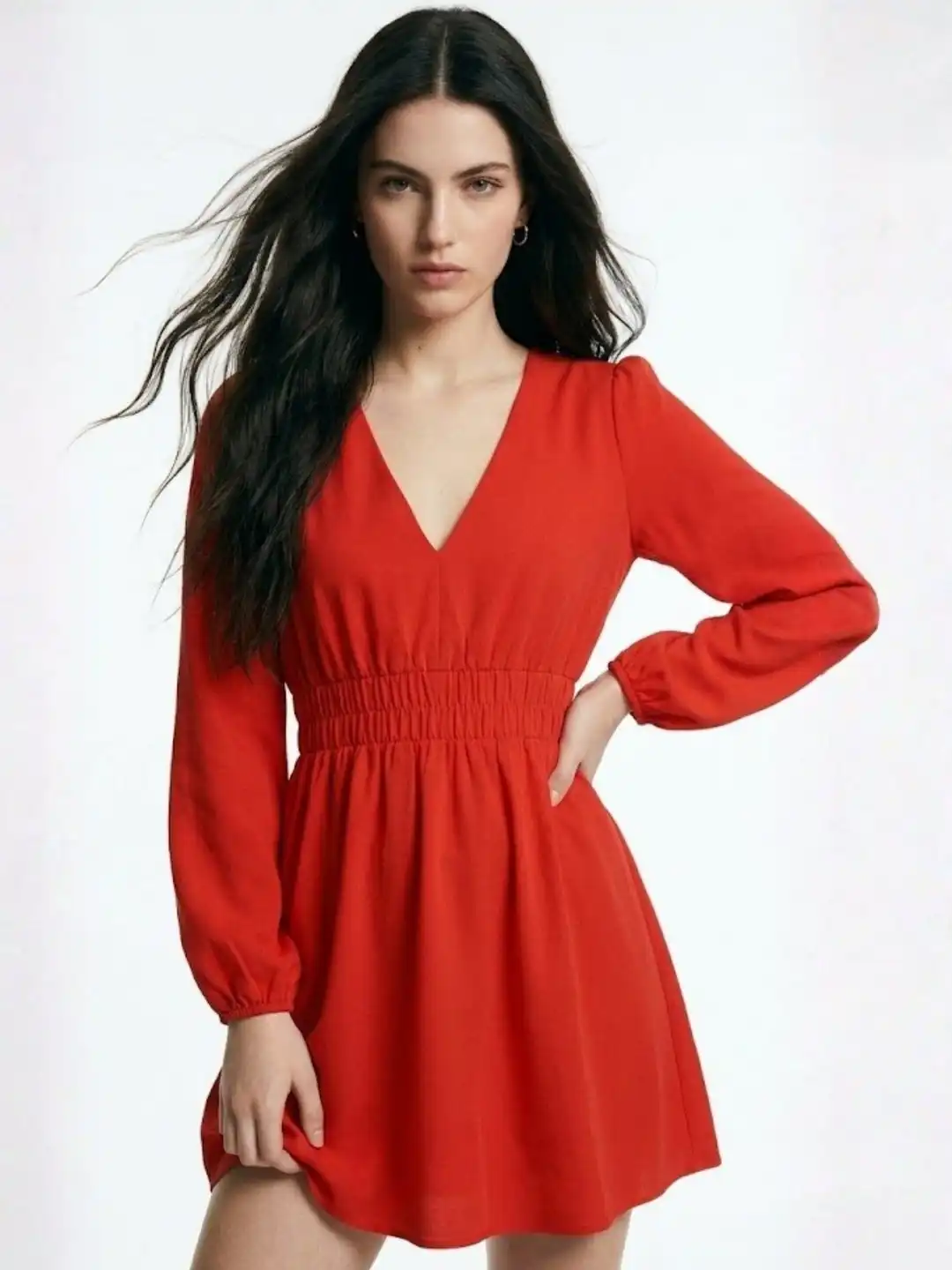 Buy Outzidr Orange Bishop Sleeve Waist Fitted Skater Dress - Dresses for  Women 40801873 | Myntra