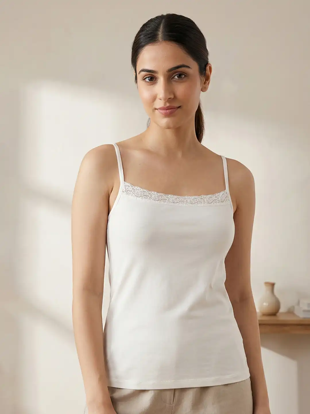 Buy Zivame Women White Lacy Camisole ZI6100FASHWHITE - Camisoles