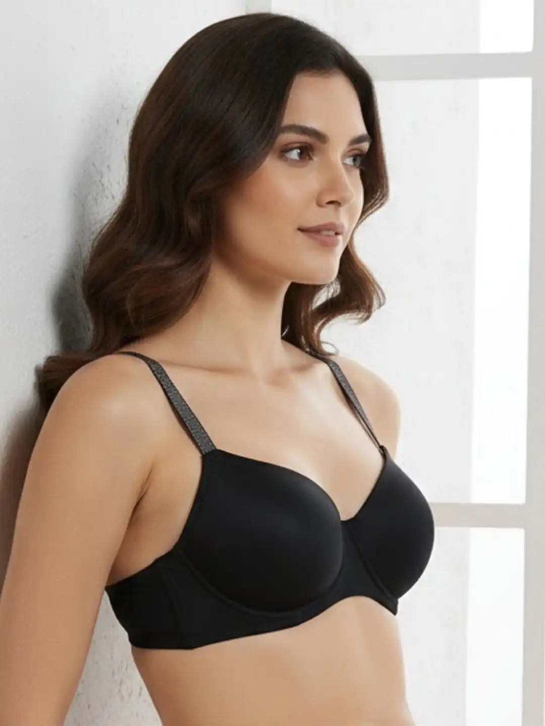 Buy Zivame Black Solid Non-Wired Lightly Padded T-shirt Bra - Bra
