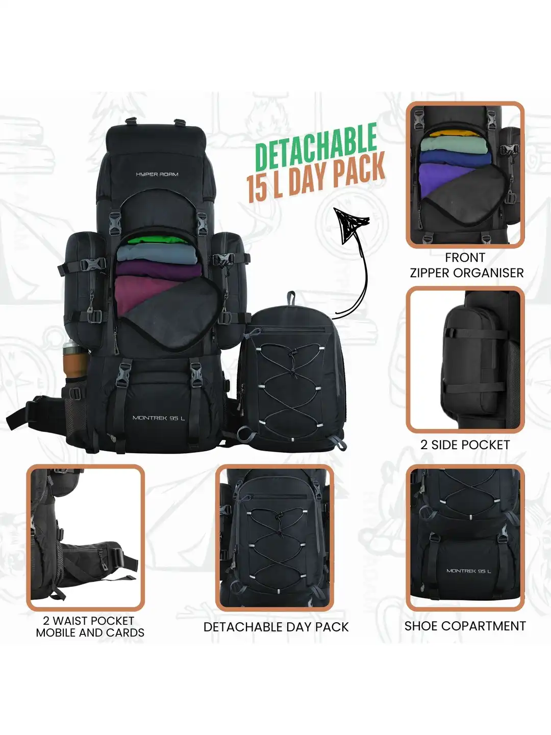 Buy Hyper Adam Shoe Pocket Padded Rucksacks - Rucksacks for Unisex