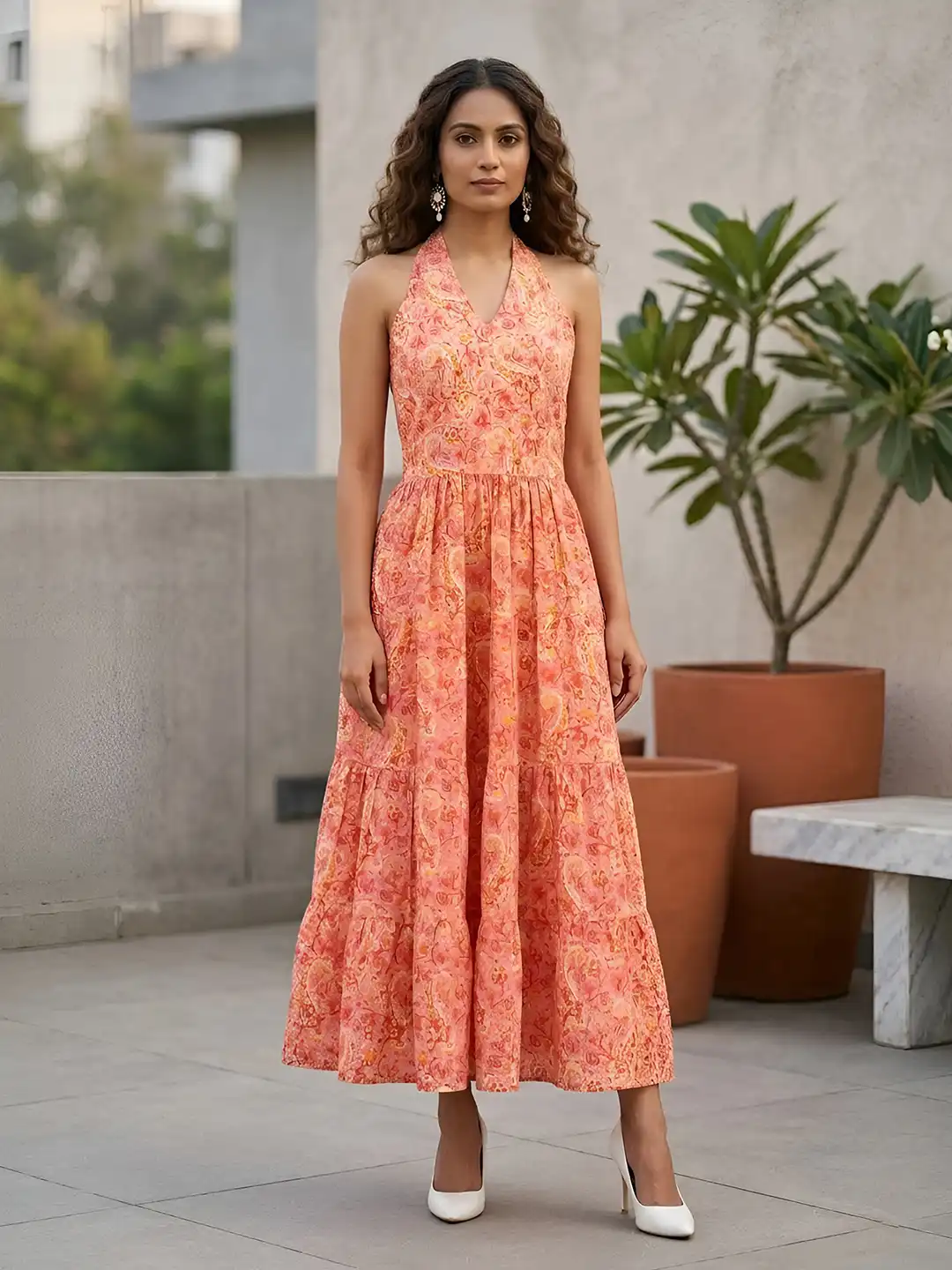 halter neck dress myntra Floral Print Halter Neck A-Line Maxi Dress from mynthra., Follow & comment "LINK" for the product link, ., @myntrafwd, @myntra, #lifestyle #dresses #myntra #reelsinstagram #fashion
