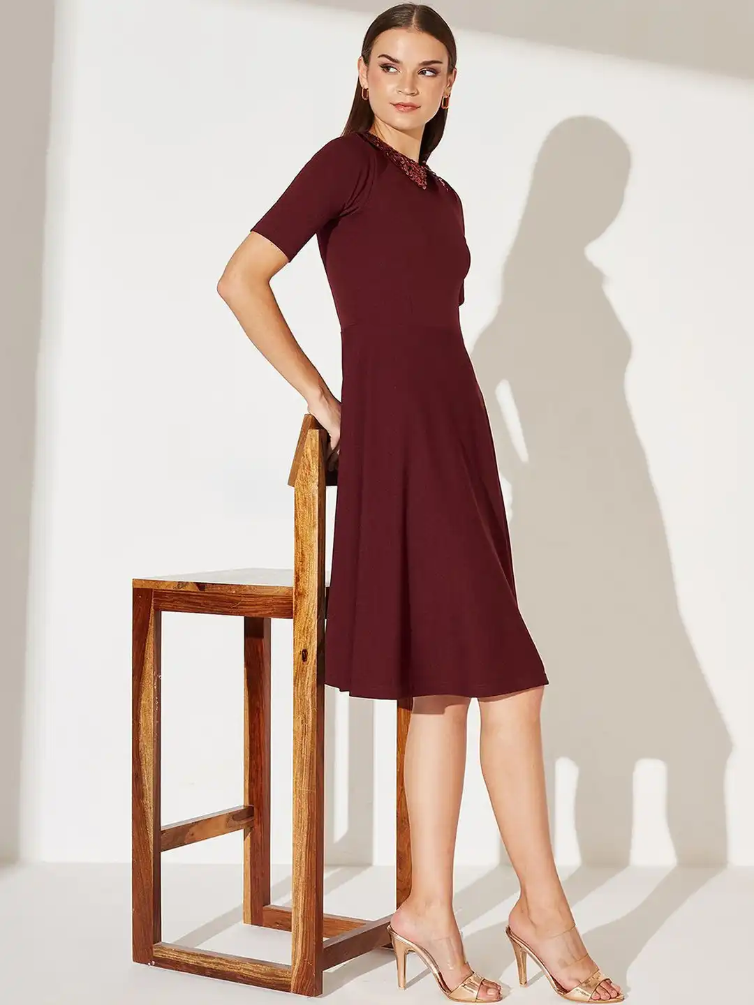 skater dress myntra Buy DressBerry V-Neck Rib Skater Fit and Flare Dress - Dresses for Women 30250955