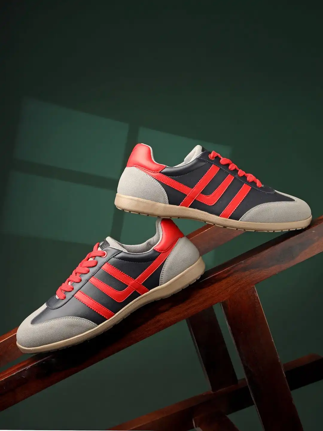 Buy HOS Men FELIX Colourblocked PU Coated Leather Lace-Up Sneakers