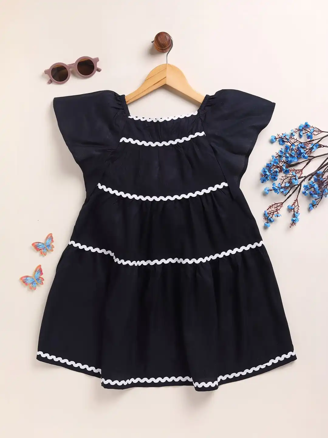 Buy YK Girls Tiered Fit & Flare Knee Length Dress With Ric Rac