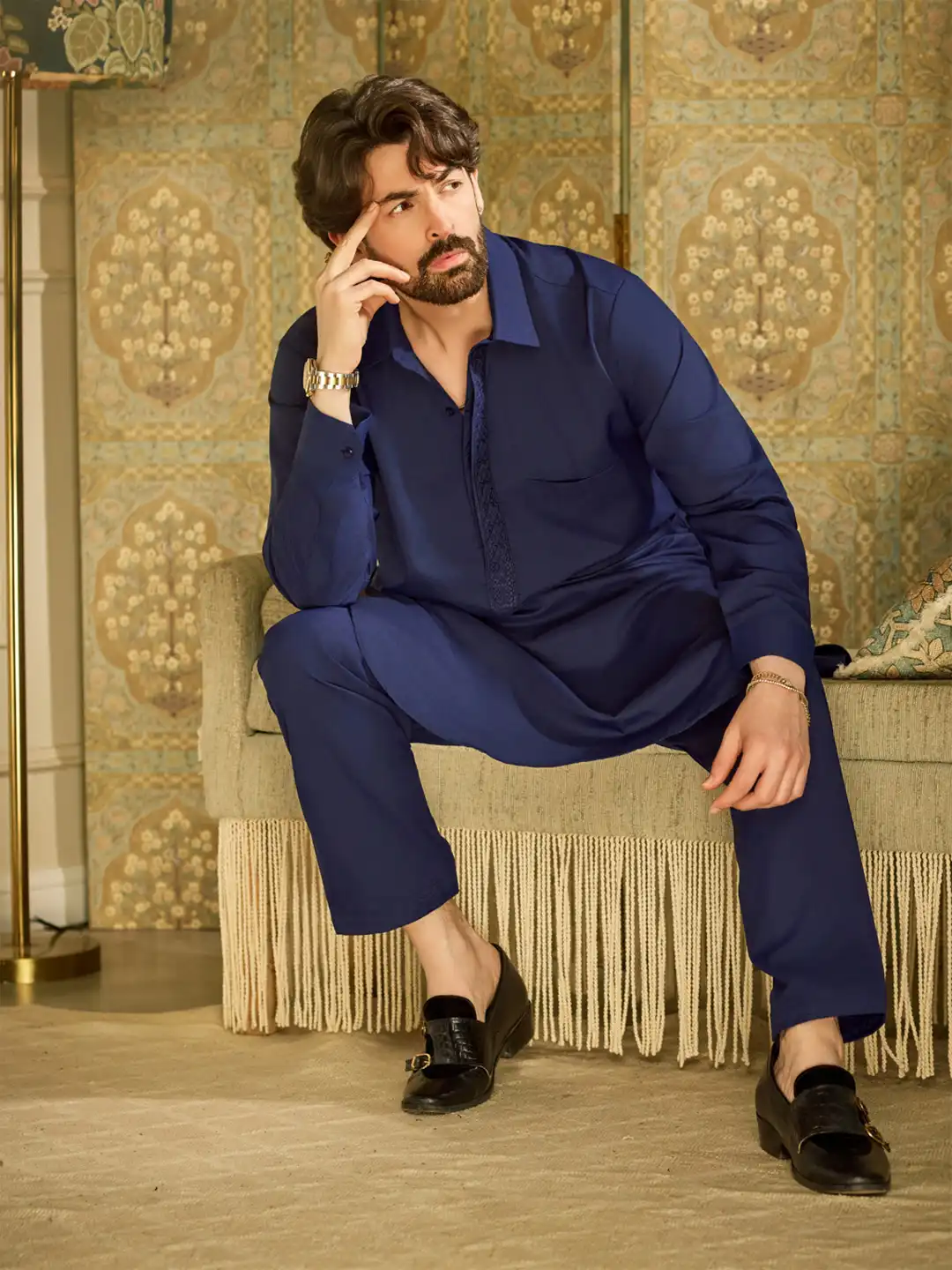 dark blue dress men Buy SOJANYA Navy Solid Pathani Kurta with Salwar - Kurta Sets for Men 10328165 100% super High Cover List 2025 w8 DTI Dress to Impress Color:Silver